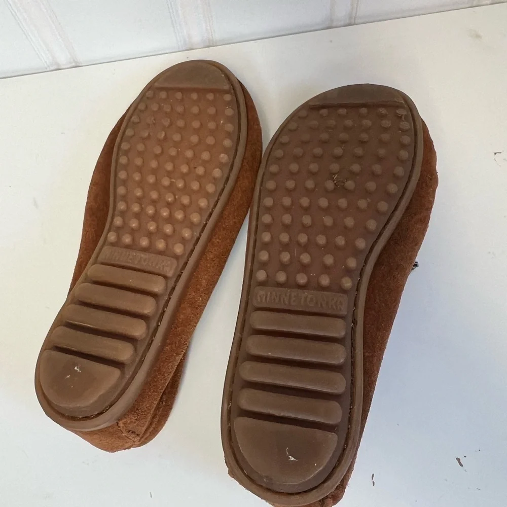 Minnetonka Tan Suede Moccasins